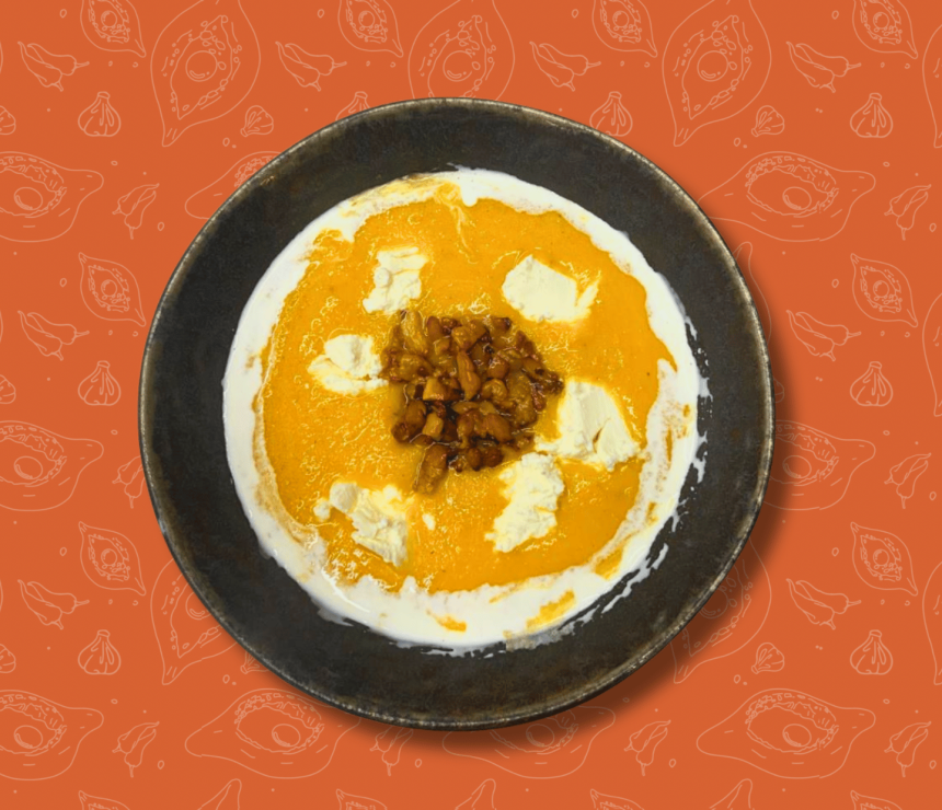 Гарбузовий крем-суп з білими грибами