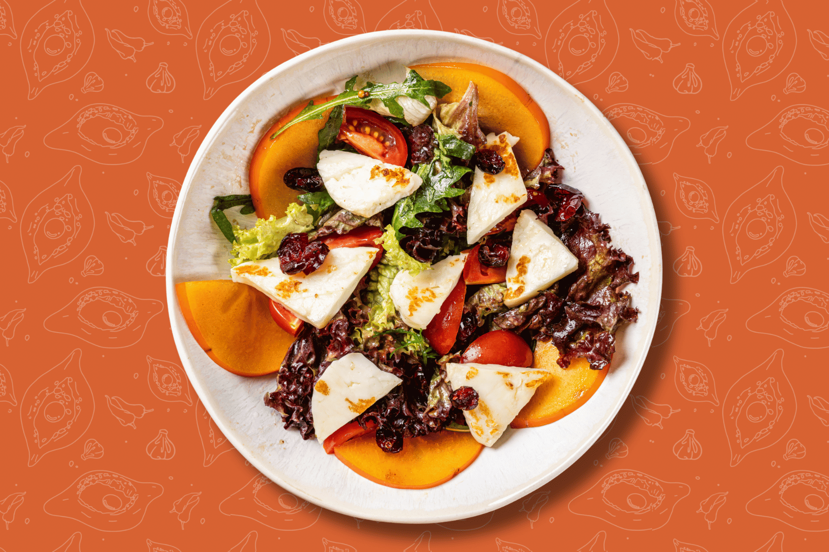 Салат з халумі та хурмою